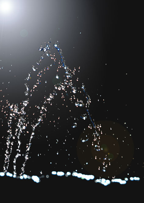 Gouttes d'eau en suspension